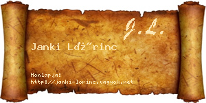 Janki Lőrinc névjegykártya